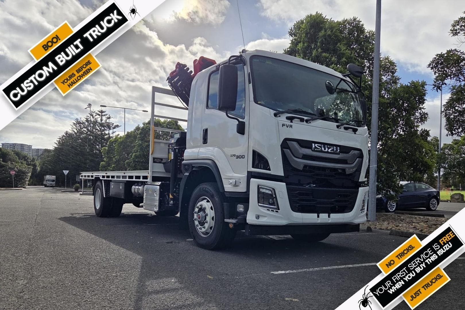 2025 Isuzu F Series FVR 170-300 AT R60 Palfinger Front Mount Crane10 pallet Tabletop