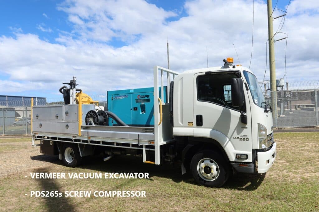 2019 Isuzu FRR 110-260 Auto - VERMEER VACUUM EXCAVATOR UNIT plus LARGE PDS 265s Screw Air Compressor